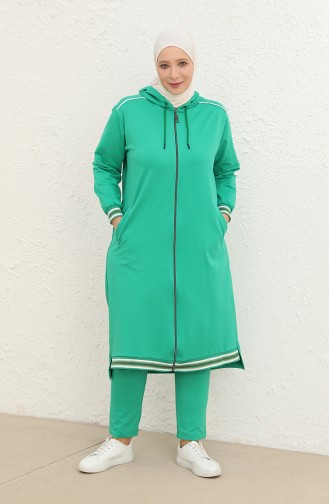 Plus Size Hooded Tracksuit 6003-03 Green 6003-03