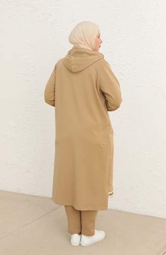 Plus Size Hooded Tracksuit 6003-04 Camel 6003-04