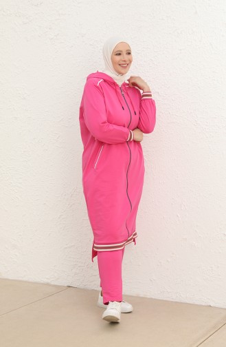 Plus Size Hooded Tracksuit 6003-06 Fuchsia 6003-06