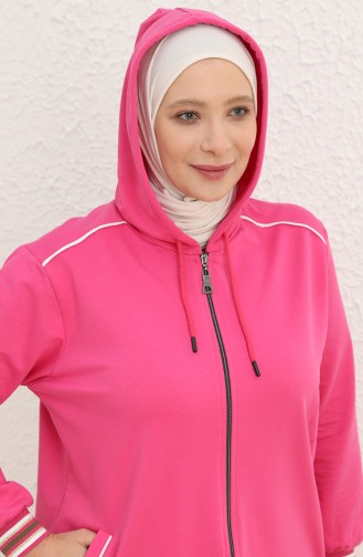 Plus Size Hooded Tracksuit 6003-06 Fuchsia 6003-06