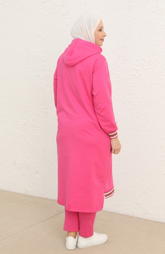 Plus Size Hooded Tracksuit 6003-06 Fuchsia 6003-06