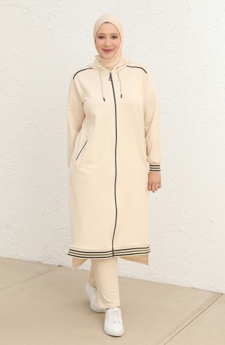 Plus Size Hooded Tracksuit 6003-07 Cream 6003-07