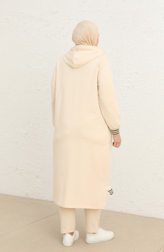 Ensemble de Survêtement à Capuche Grande Taille 6003-07 Crème 6003-07