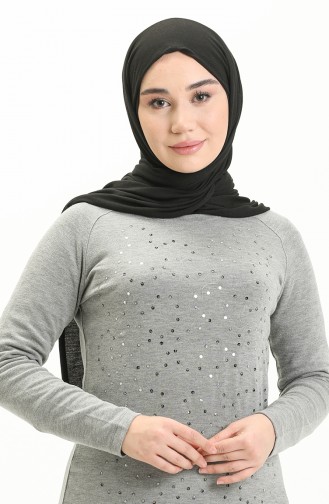 Pul Detaylı Sweat Bluz 22606-02 Gri