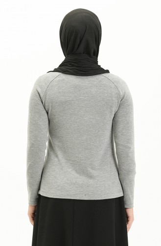 Pul Detaylı Sweat Bluz 22606-02 Gri