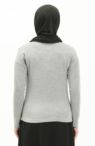 Desenli Sweat Bluz 22634-01 Gri