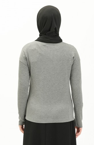 Desenli Taş Baskılı Bluz 22646-02 Gri