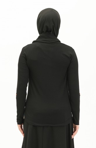 Desenli Bluz 22663-01 Siyah