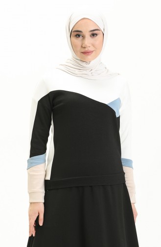 Renk Garnili Sweat Bluz 22683-01 Ekru