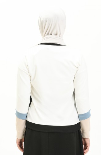 Renk Garnili Sweat Bluz 22683-01 Ekru