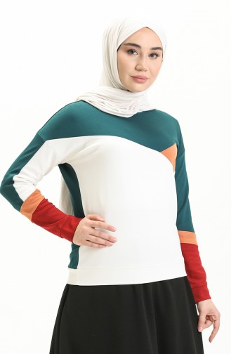 Renk Garnili Sweat Bluz 22683-03 Petrol