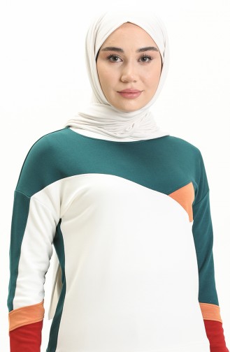 Renk Garnili Sweat Bluz 22683-03 Petrol
