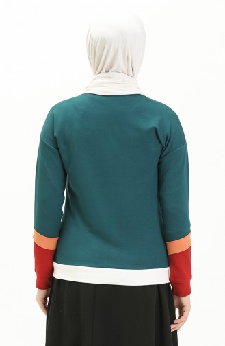 Renk Garnili Sweat Bluz 22683-03 Petrol
