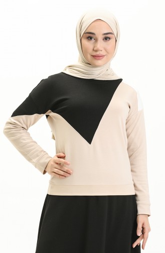 Renk Garnili Sweat Bluz 22687-01 Bej