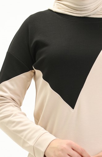 Renk Garnili Sweat Bluz 22687-01 Bej