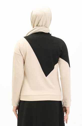Renk Garnili Sweat Bluz 22687-01 Bej
