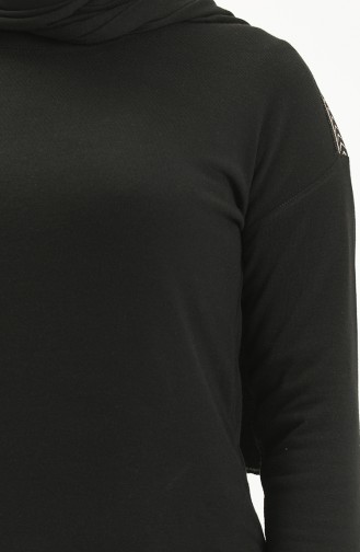 Şeritli Sweat Bluz 22696-01 Siyah