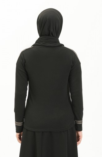 Şeritli Sweat Bluz 22696-01 Siyah