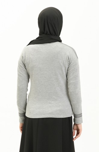 Şeritli Sweat Bluz 22696-02 Gri