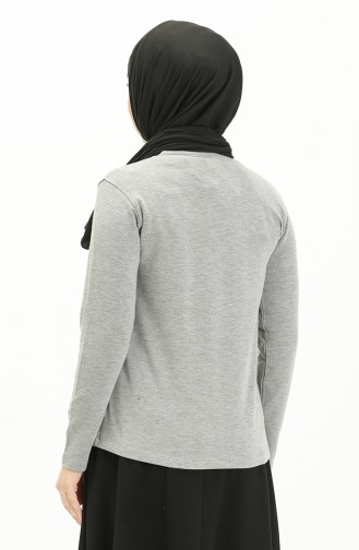 Yıldız Desen Sweat Bluz 22763-01 Gri