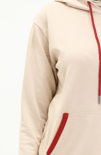 Kapüşonlu Sweat Bluz 22601-03 Bej