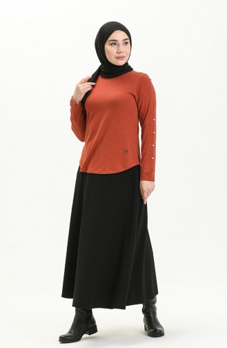 Ziegelrot Bluse 22706-02