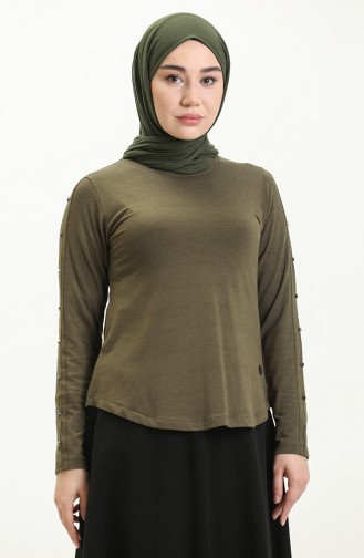 Kol Detaylı Bluz 22706-03 Haki