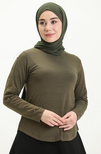 Kol Detaylı Bluz 22706-03 Haki