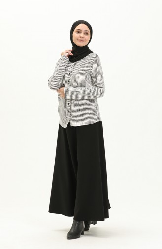 Çizgili Bluz 22936-01 Ekru
