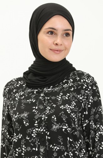 Desenli Bluz 22937-01 Siyah