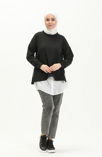 Side Slit Sweatshirt 22157-01 Black 22157-01