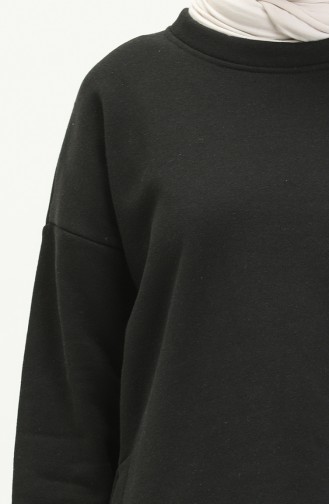 Yanı Yırtmaçlı Sweatshirt 22157-01 Siyah