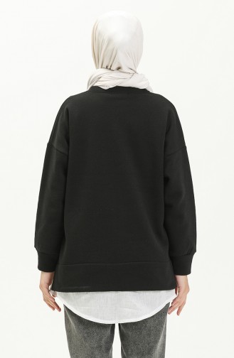 Yanı Yırtmaçlı Sweatshirt 22157-01 Siyah