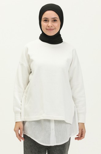 Sweatshirt mit Seitenschlitzen 22157-02 Ekrü 22157-02