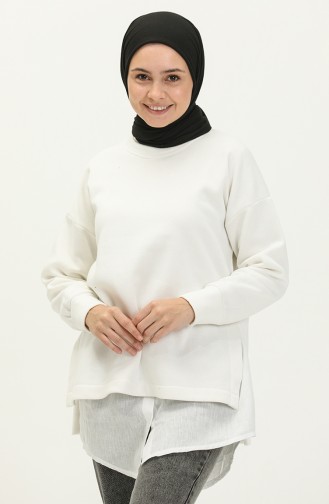 Side Slit Sweatshirt 22157-02 Ecru 22157-02