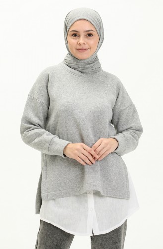 Side Slit Sweatshirt 22157-03 Gray 22157-03