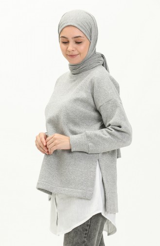 Side Slit Sweatshirt 22157-03 Gray 22157-03