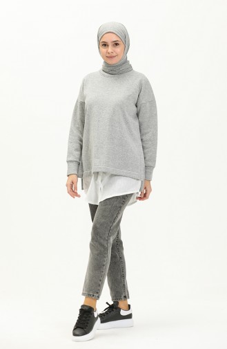 Side Slit Sweatshirt 22157-03 Gray 22157-03