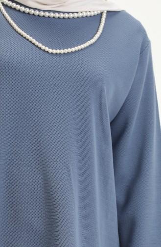 Kensiz İncili Triko Tunik 1080-004 Mavi