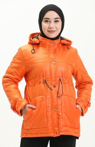 Kapüşonlu Kapitone Mont 2026-03 Oranj