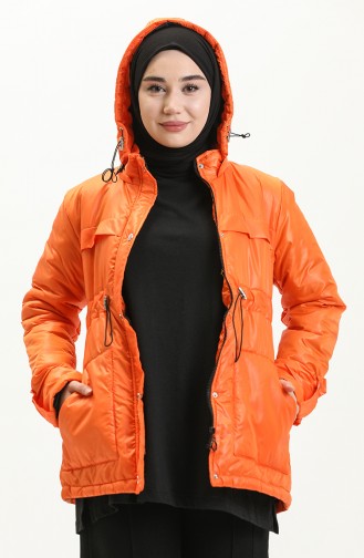 Kapüşonlu Kapitone Mont 2026-03 Oranj