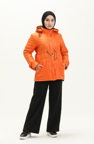 Kapüşonlu Kapitone Mont 2026-03 Oranj