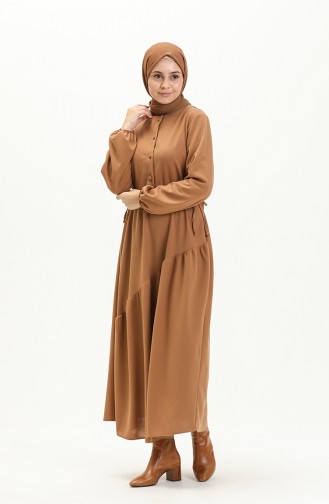 Tan Hijab Dress 5813-03