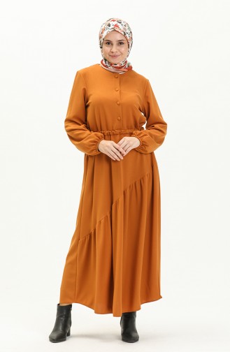 Senf Hijab Kleider 5813-04