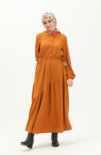 Senf Hijab Kleider 5813-04