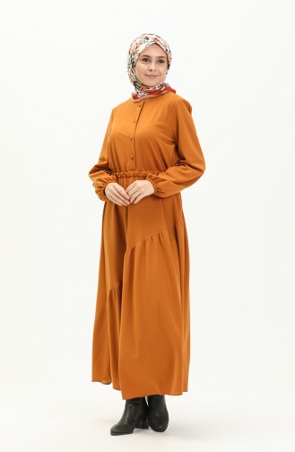 Senf Hijab Kleider 5813-04
