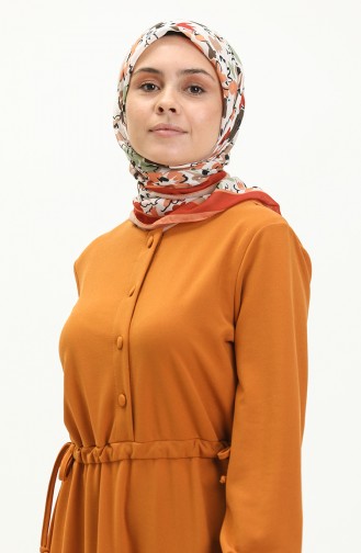 Senf Hijab Kleider 5813-04