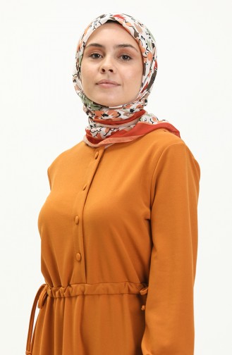 Büzgülü Elbise 5813-04 Hardal