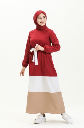 فستان أحمر كلاريت 10347-01