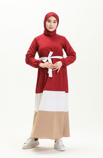 فستان أحمر كلاريت 10347-01